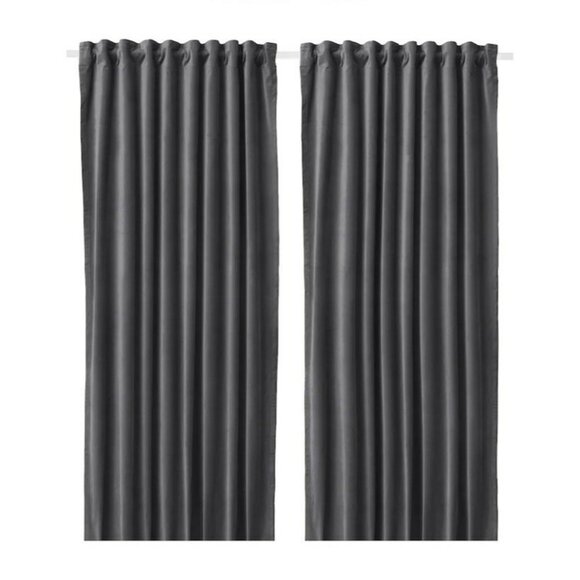 IKEA | Accents | Ikea Sanela Dark Gray Velvet Curtain Panels Pair 55 X ...